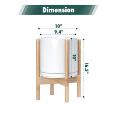 D'vine Dev close-up of natural wood stand showing solid joinery and stable support