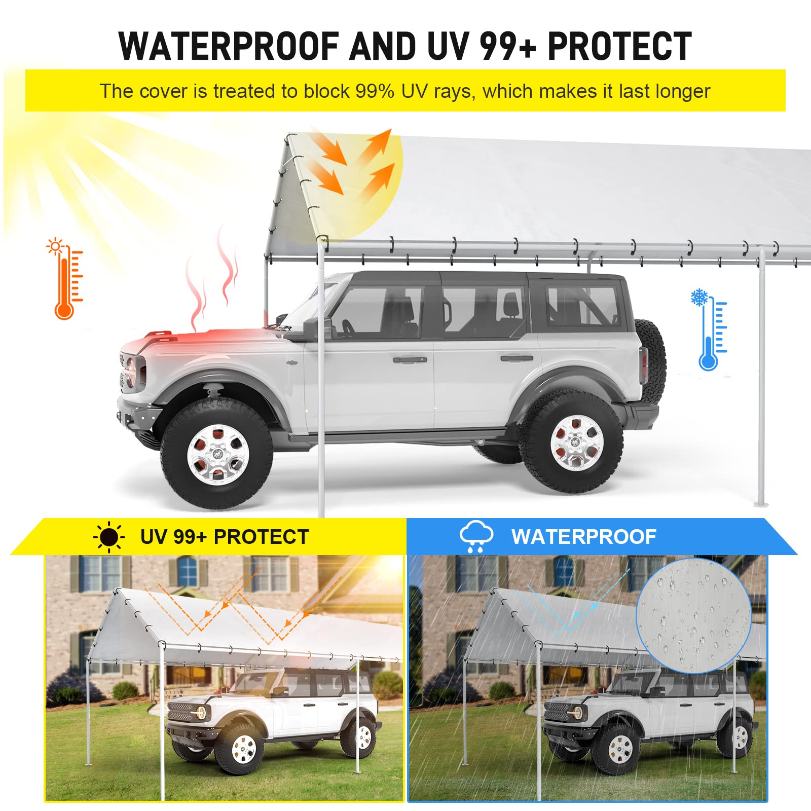 DWALE canopy valance guiding runoff to reduce pooling benefits