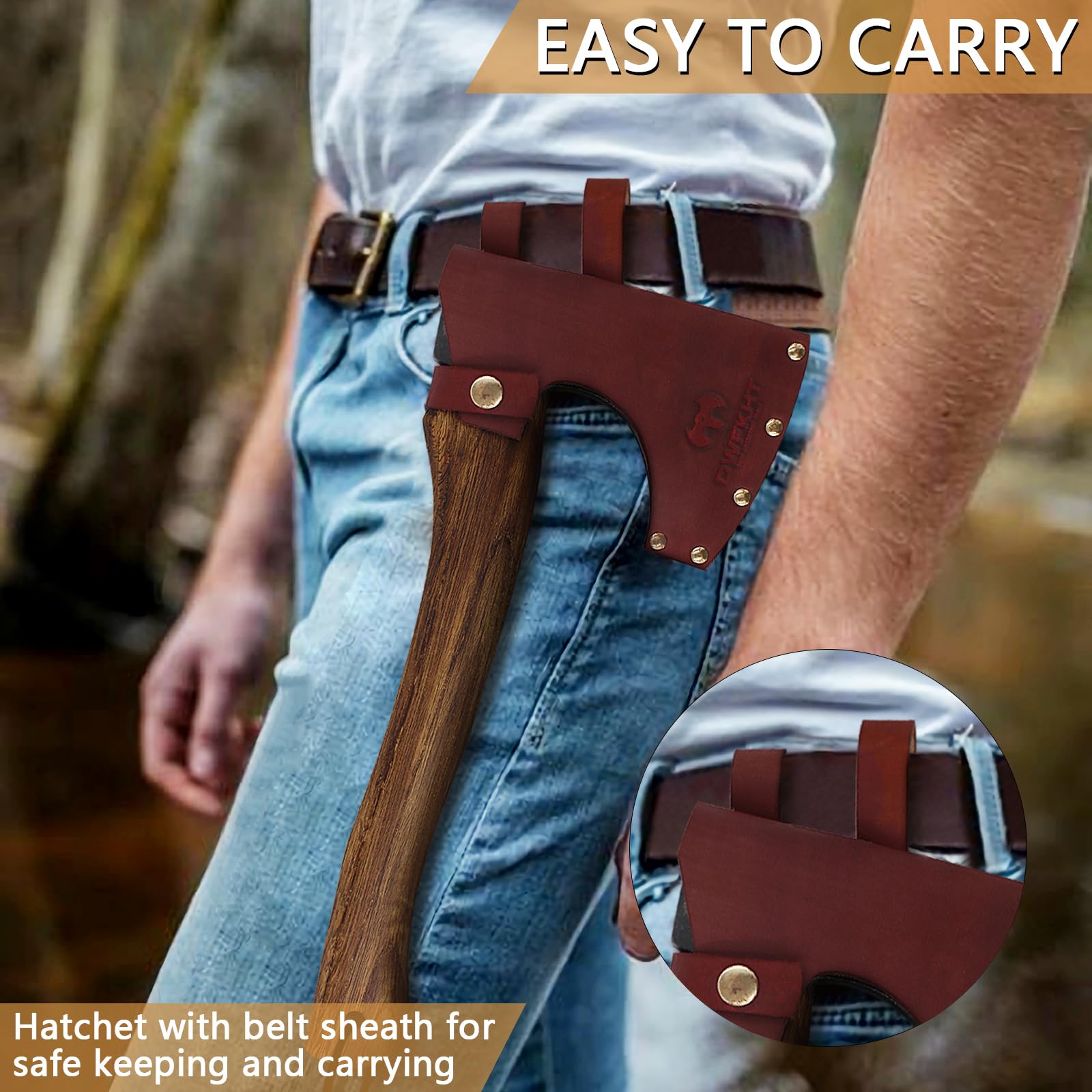 DWFKHT hatchet set on outdoor gear showing compact versatile everyday carry