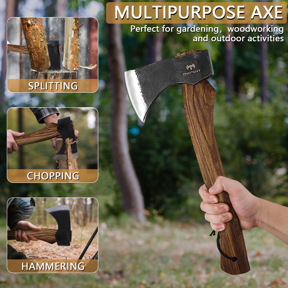 DWFKHT hatchet in leather sheath protecting blade for safer transport