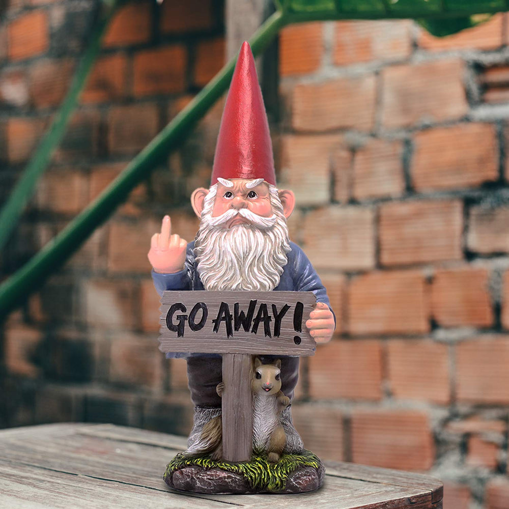 DWK garden gnome beside shoe for scale showing accurate size reference