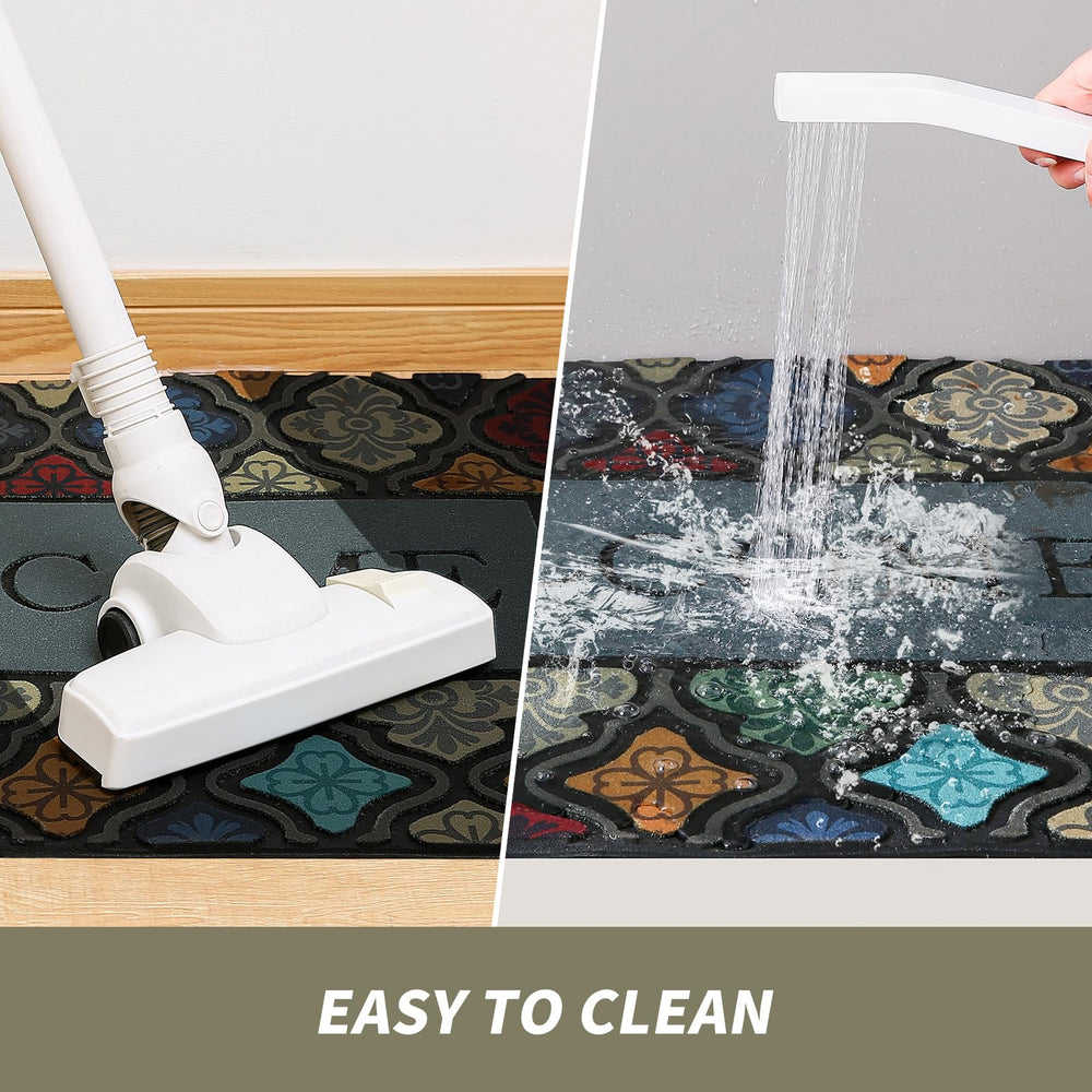 DWKKX mat at home front door prevents tracked-in dirt effectively