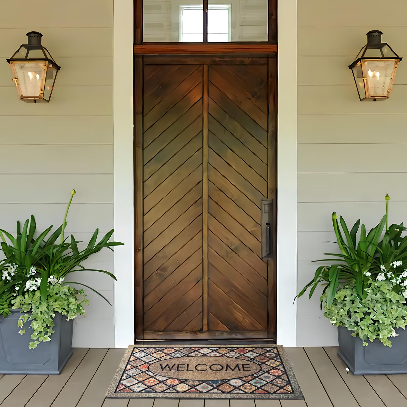 DWKKX mat placed on porch keeping indoor floors clean