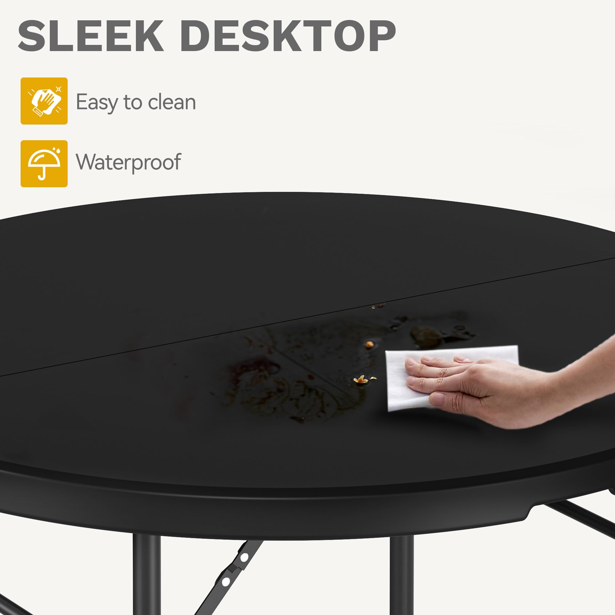 DWVO folded table compact profile for easy storage and transport benefit
