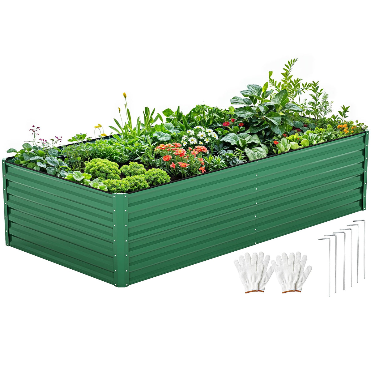 DWVO galvanized raised bed front view showing sturdy frame and durable finish