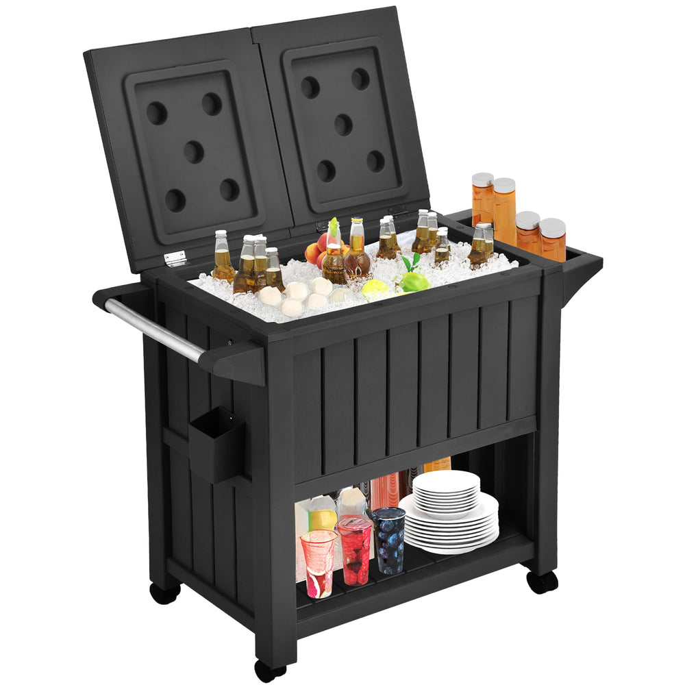 DWVO lifestyle scene at backyard party showing portable beverage service benefit