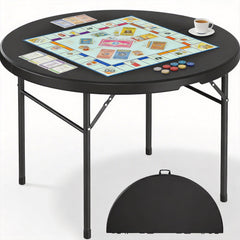 DWVO front view of 48-inch round folding table showing full surface and legs
