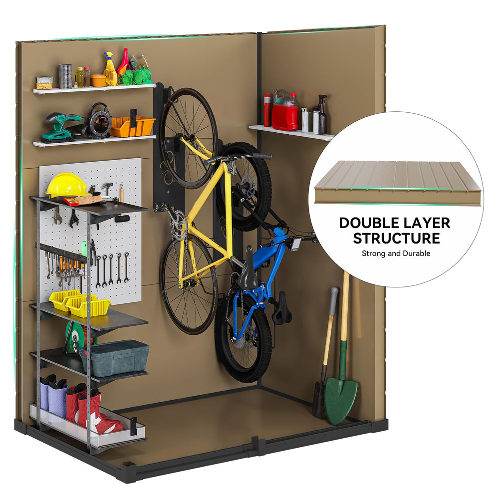 DWVO interior staged with garden tools showcasing organized storage benefit