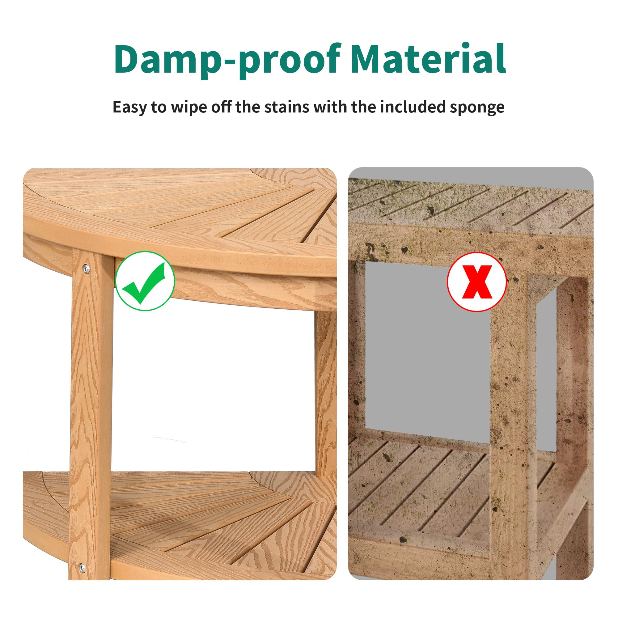 DWVO teak adjustable non-slip feet providing stable, scratch-free support