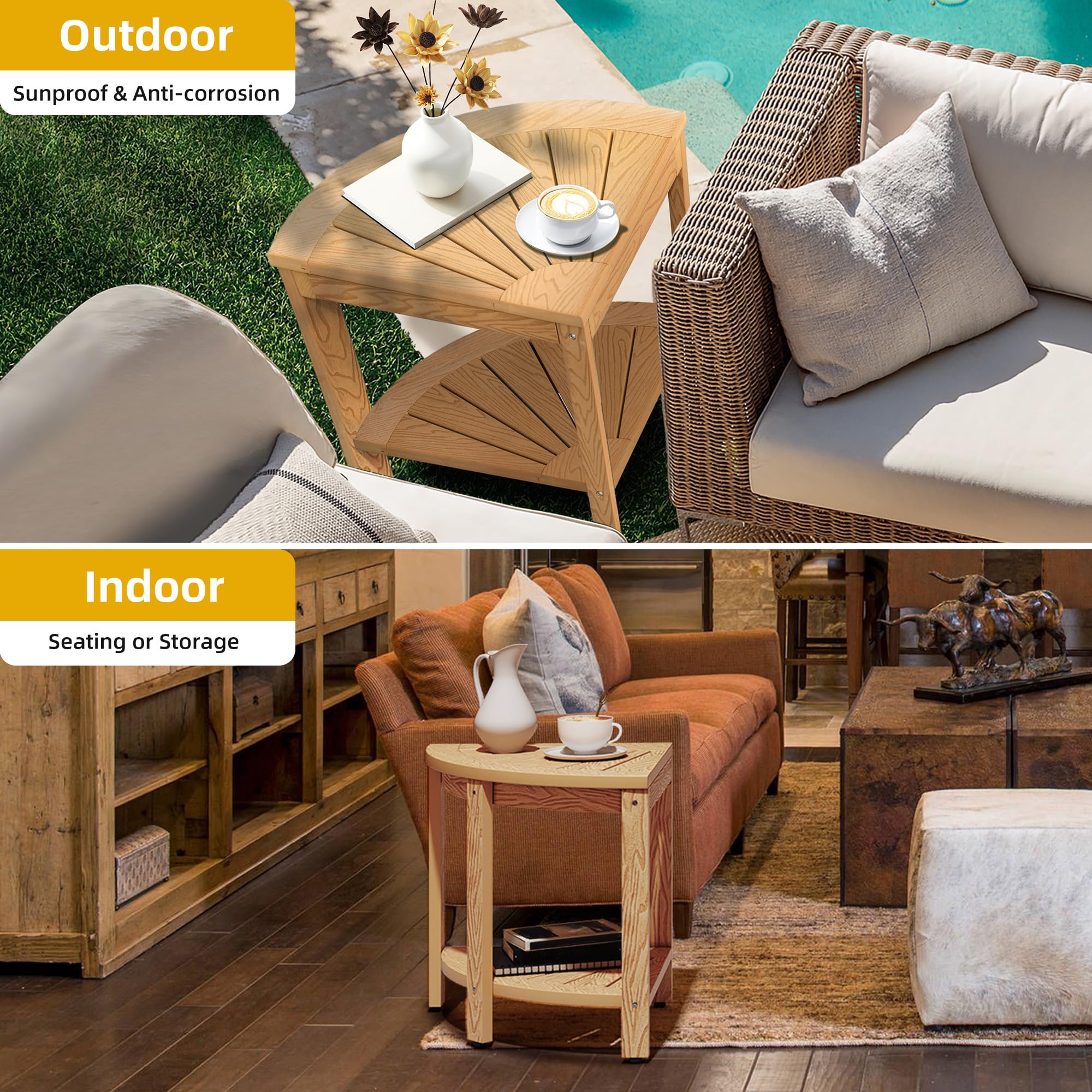 DWVO teak next to ruler to show compact 15.7" dimensions for fit