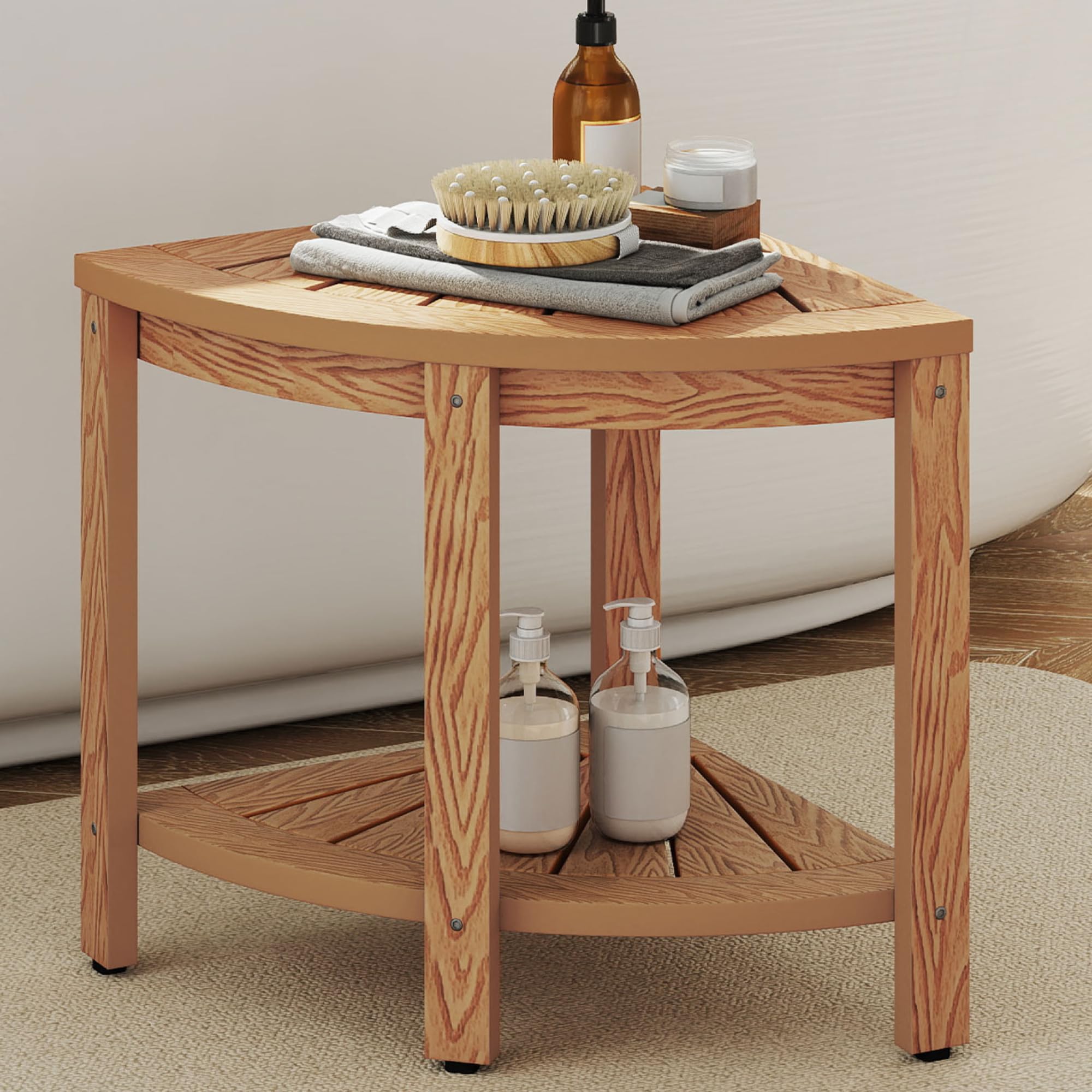 DWVO teak used as plant stand showing versatile, space-saving styling