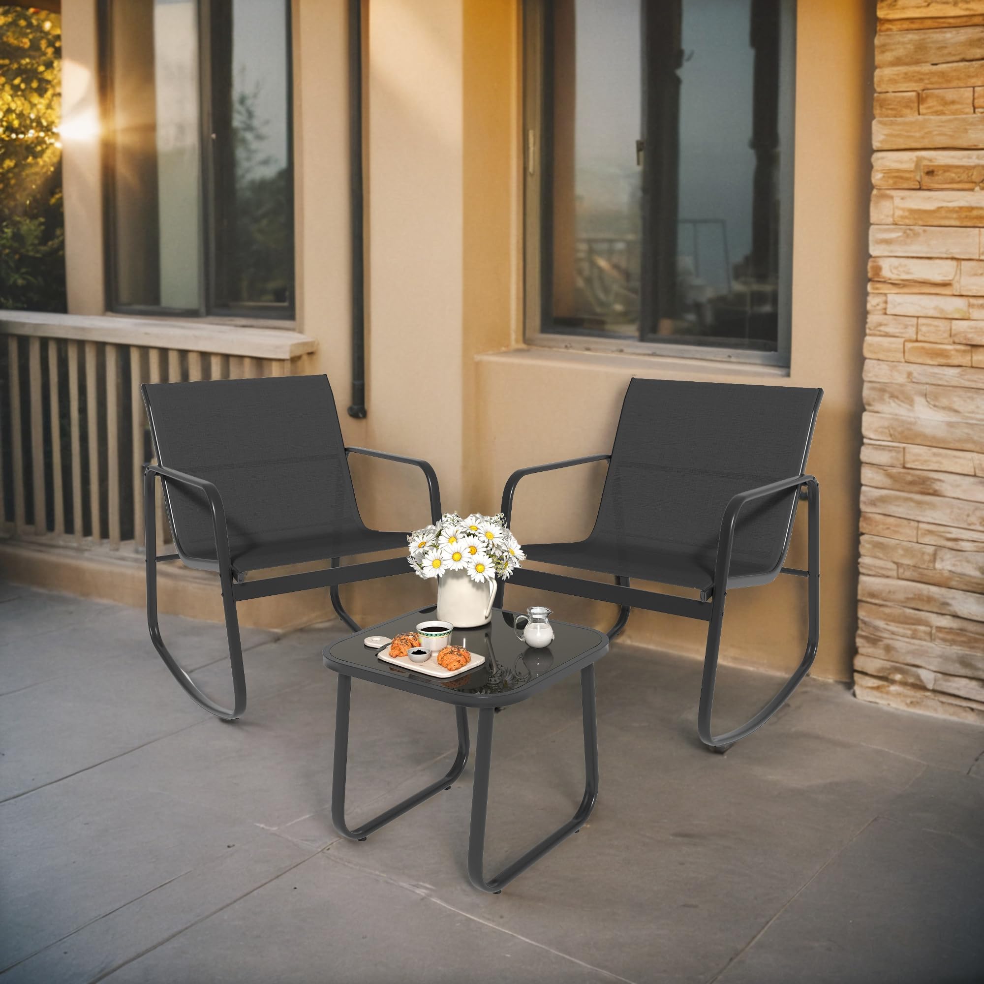 DWVO tempered glass tabletop reflecting light and easy-to-clean surface