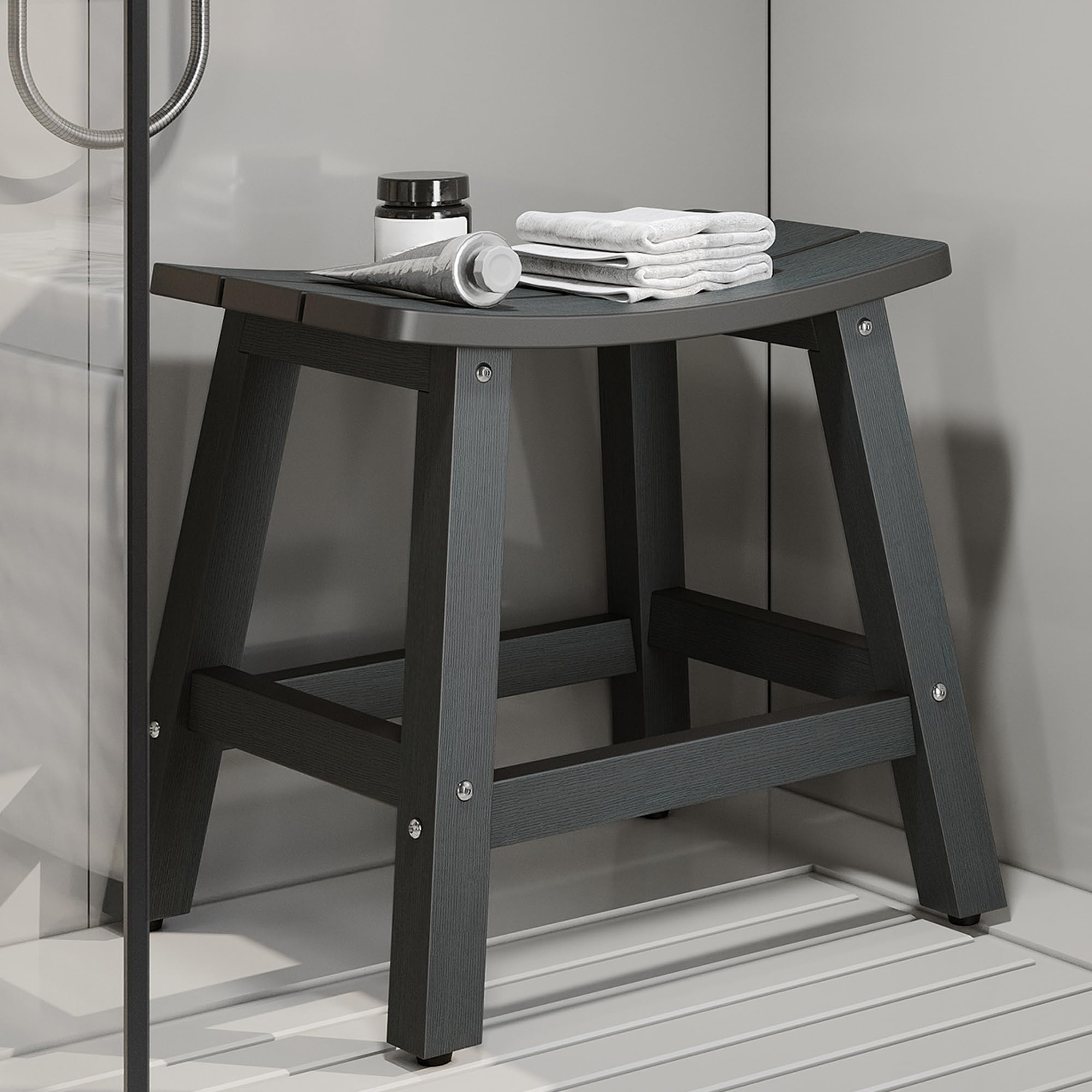 DWVO YITAHOME in-shower use with person sitting showing secure seating benefit