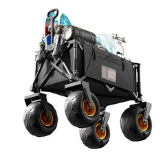 DXZ front view of folded wagon showing compact storage benefit