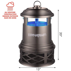 DynaTrap UV bulb and TiO2-coated surface close-up showing dual-lure system for stronger attraction