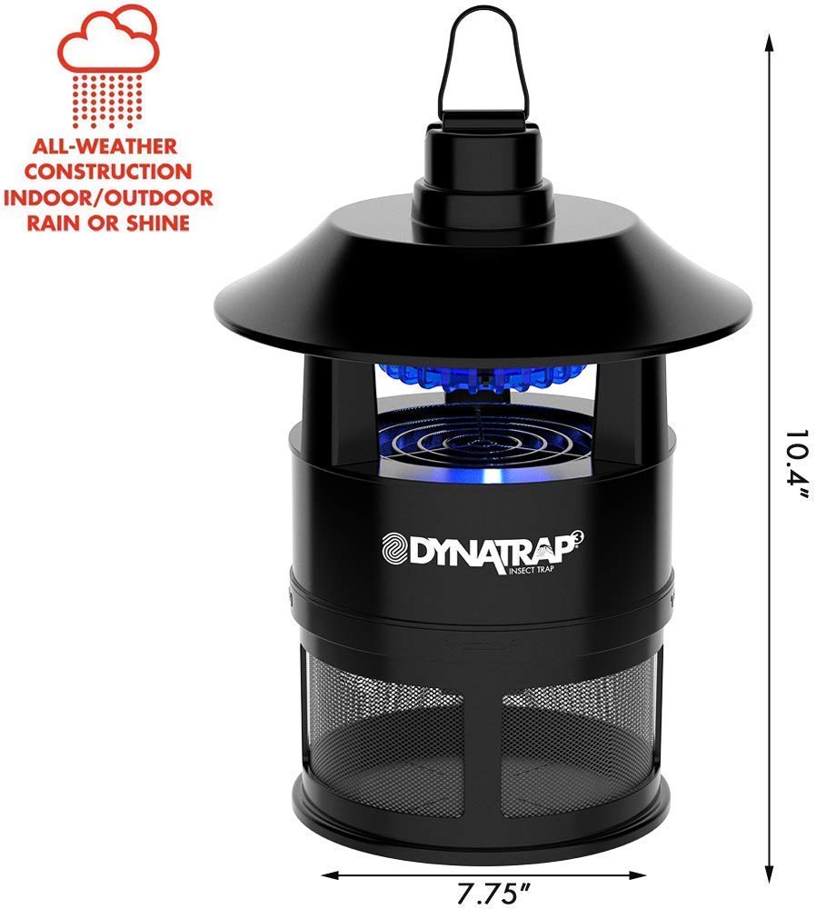 DynaTrap DT160 in backyard near patio showing protection of outdoor living areas from flying pests