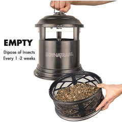 DynaTrap retaining basket open to display captured insects and easy-to-empty design