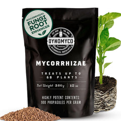 DYNOMYCO front pouch 340g showing label and benefit: healthier roots