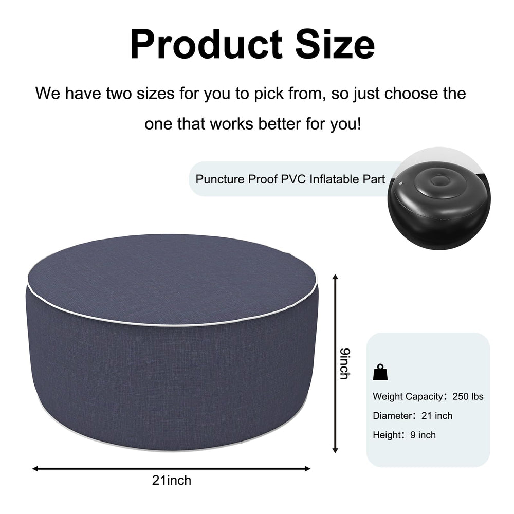 DYTXIII inflated ottoman side with carry handle showing easy transport and portability