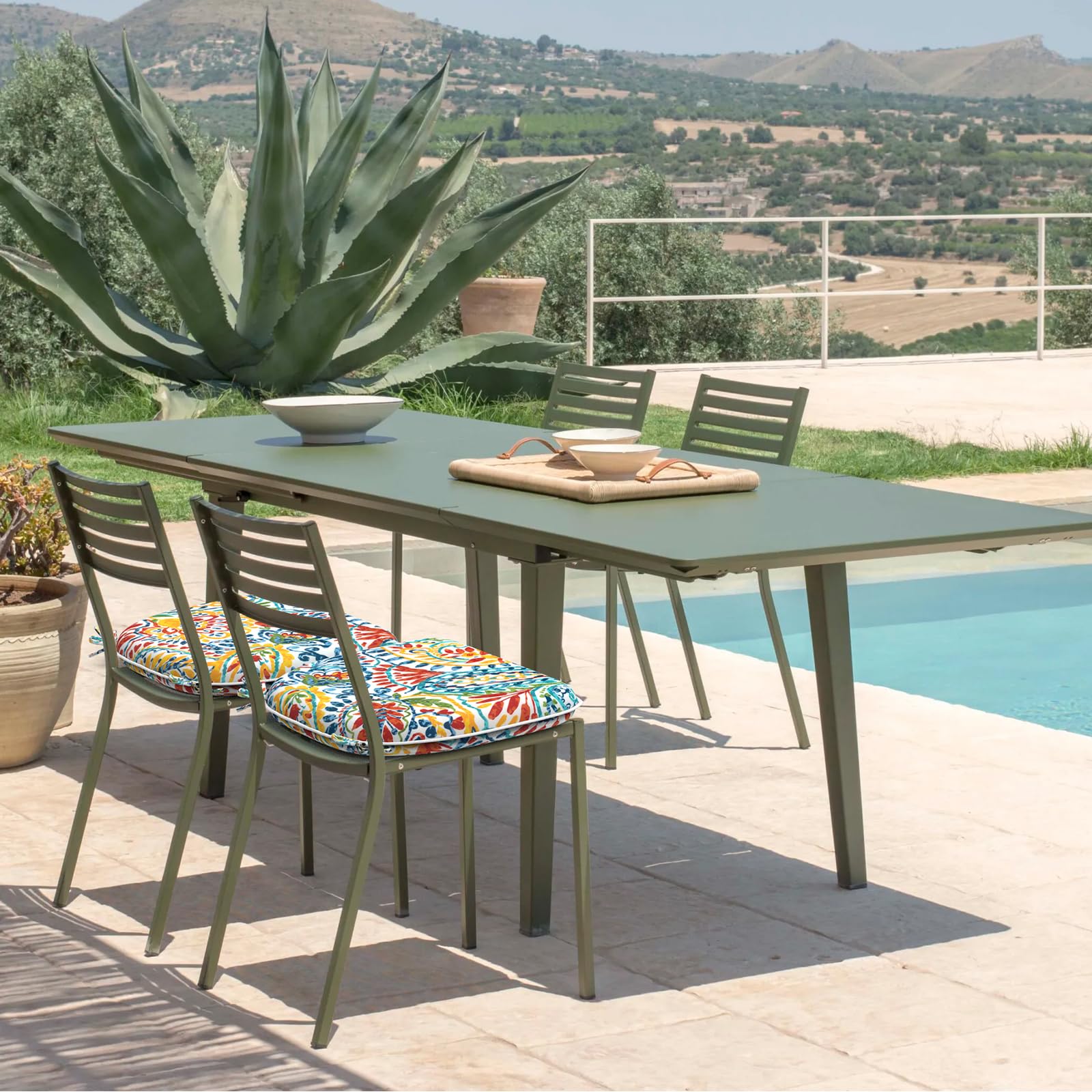 DYTXIII cushion on chair to illustrate 17x16 inch fit for common outdoor seats