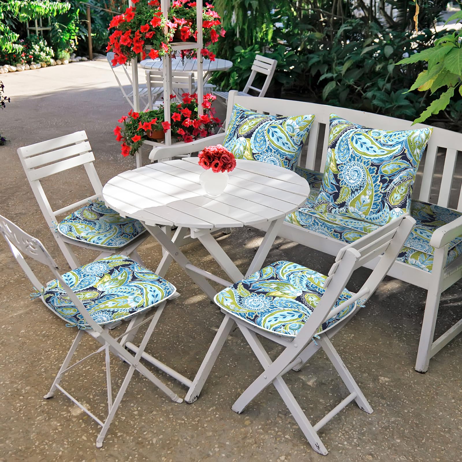 DYTXIII cushion on a standard chair illustrating 17x16 inch size fit for many dining seats
