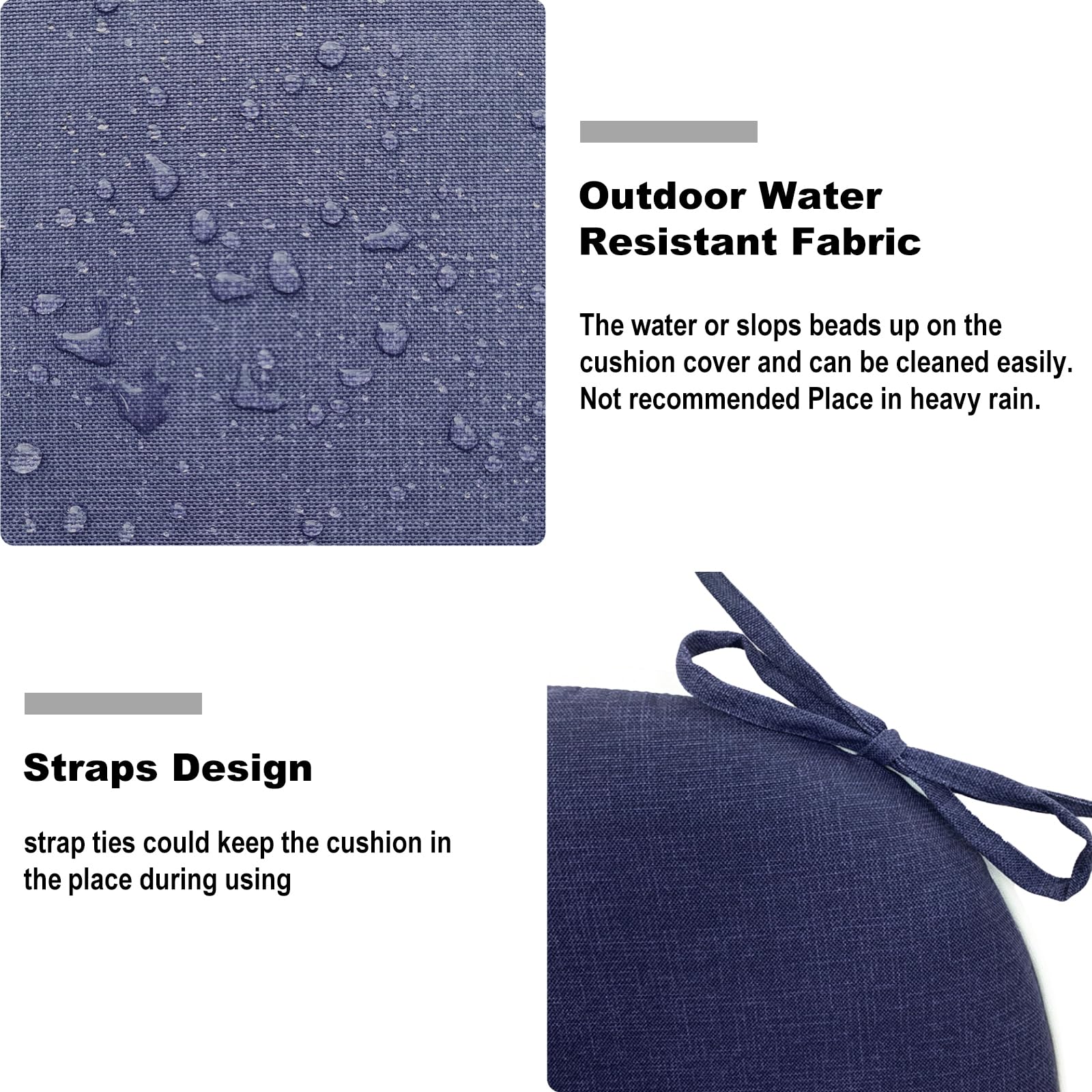 DYTXIII tied cushion corner with straps displayed to show secure attachment to chair