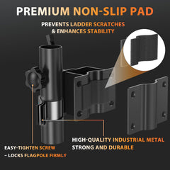 DZGKGM clamp attached to ladder rail demonstrating no-drill fit