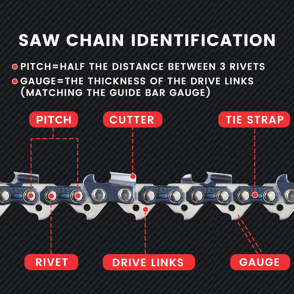 E & S chain mounted on a 20-inch bar demonstrating fit and immediate compatibility