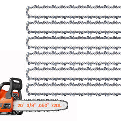 E & S front packaging showing six 20-inch chains and compatibility list for convenience