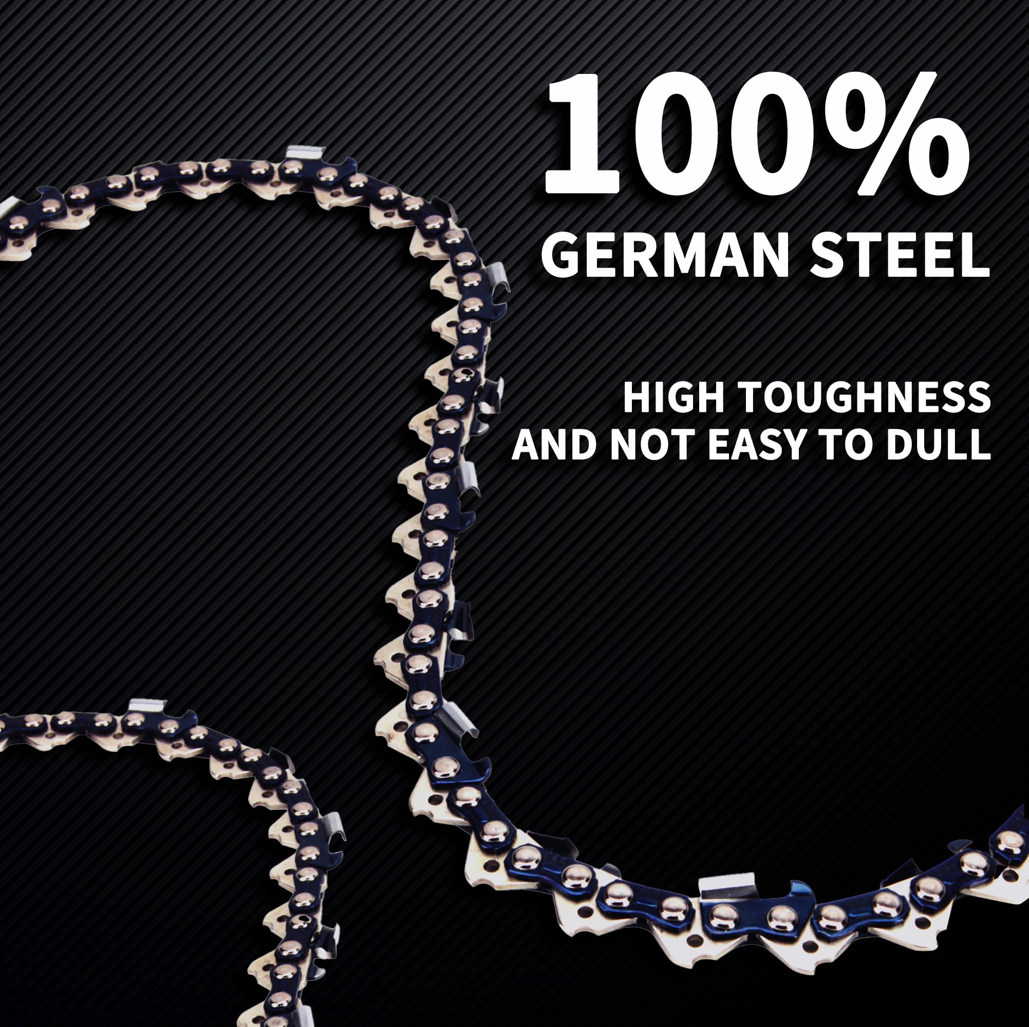 E & S chain beside a ruler for scale to show exact 20-inch length and link count