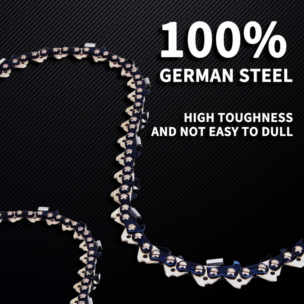 E & S chain beside a ruler for scale to show exact 20-inch length and link count