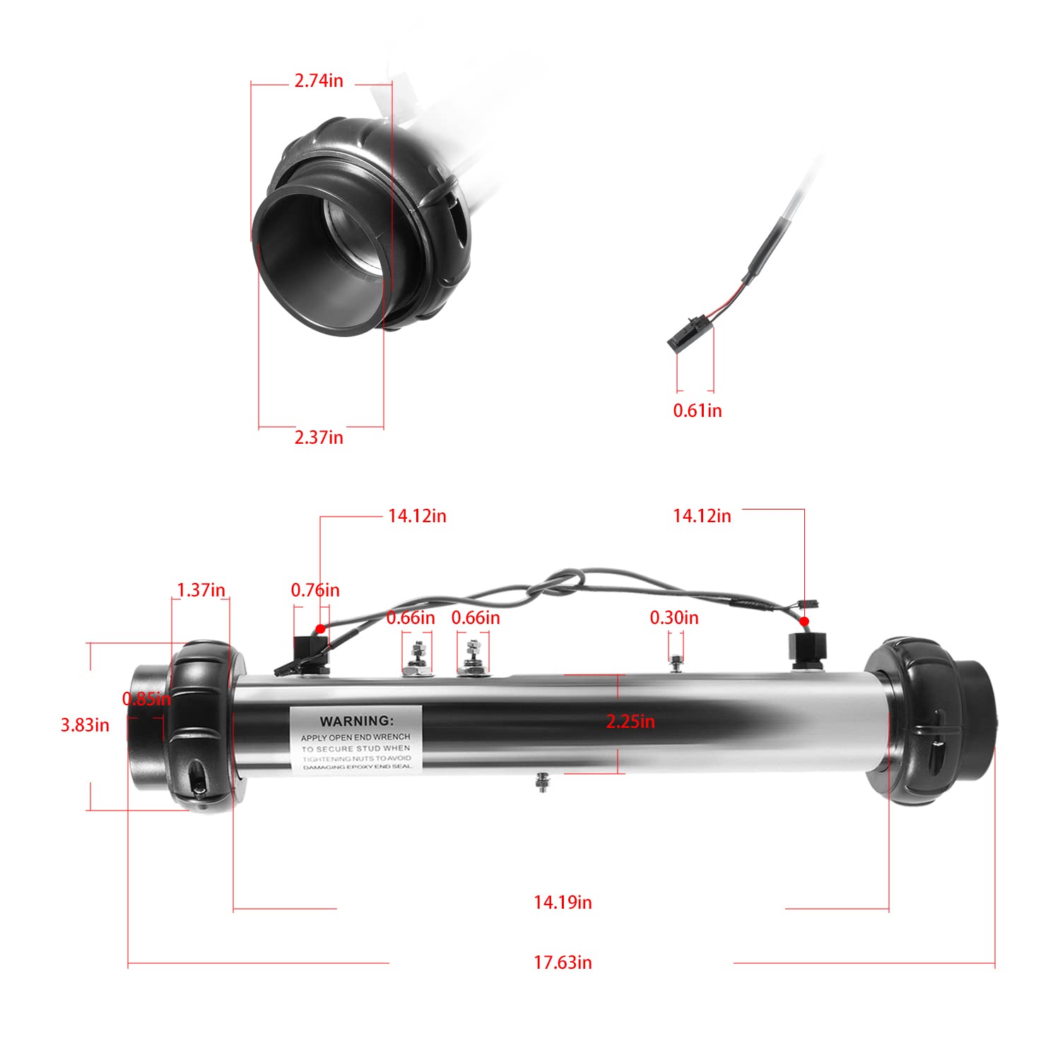 E-cowlboy heater installed in spa plumbing highlighting plug-in replacement ease