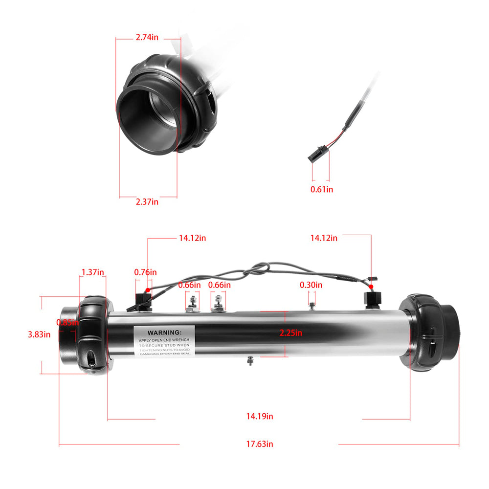 E-cowlboy heater installed in spa plumbing highlighting plug-in replacement ease