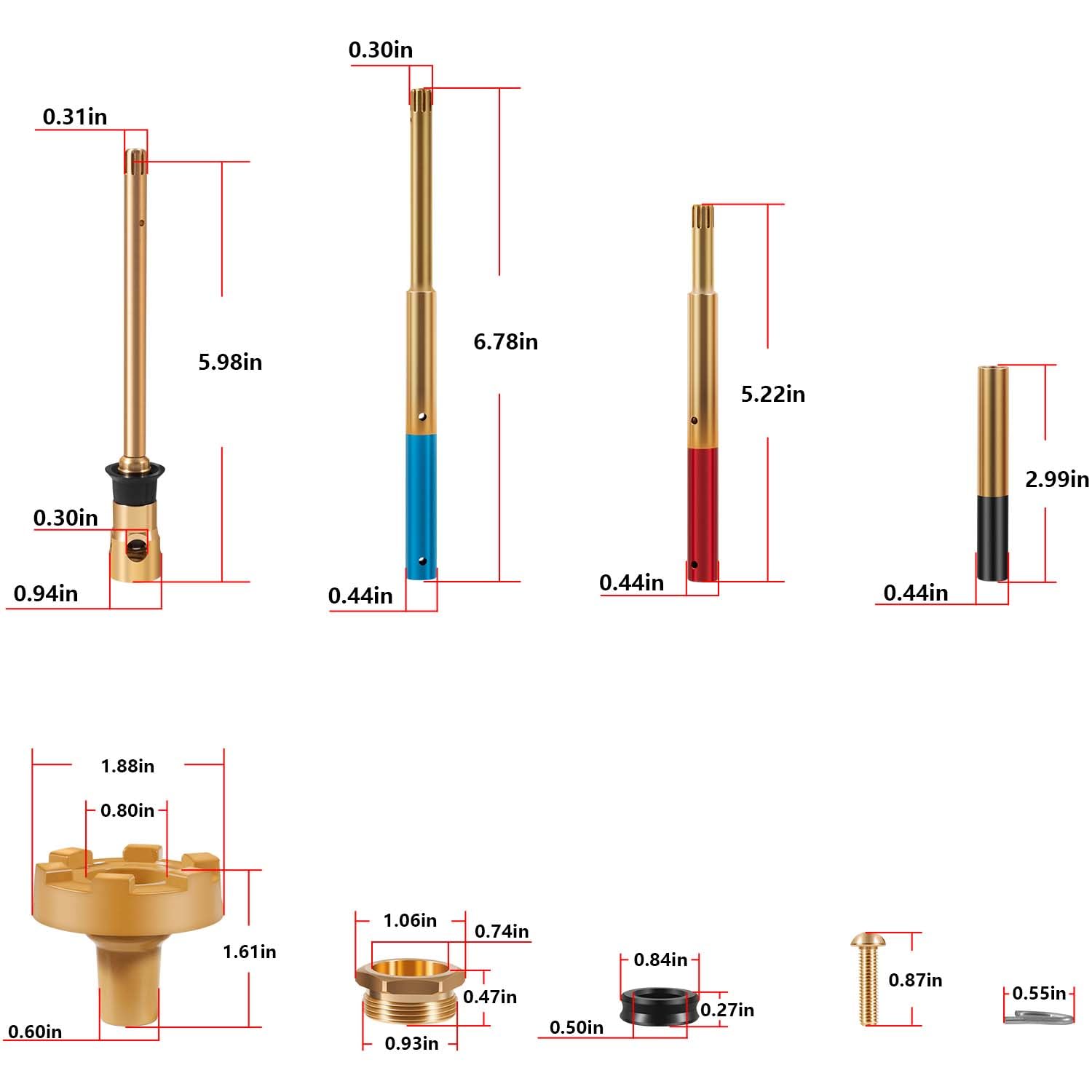 E-cowlboy kit next to ruler showing adjustable 6 to 16 inch rod length