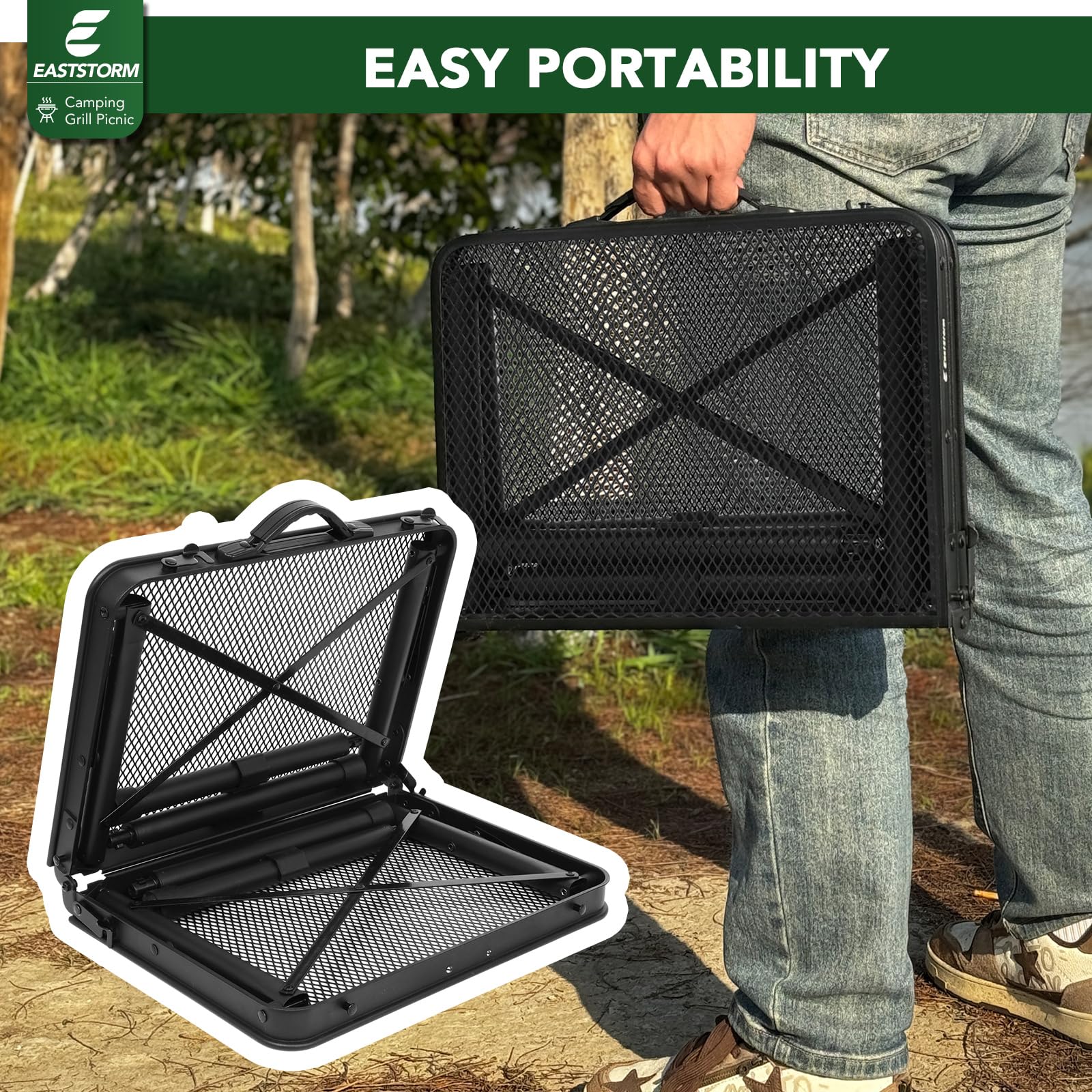 E EASTSTORM mesa en altura baja 10.6 in, uso cómodo para picnics en suelo