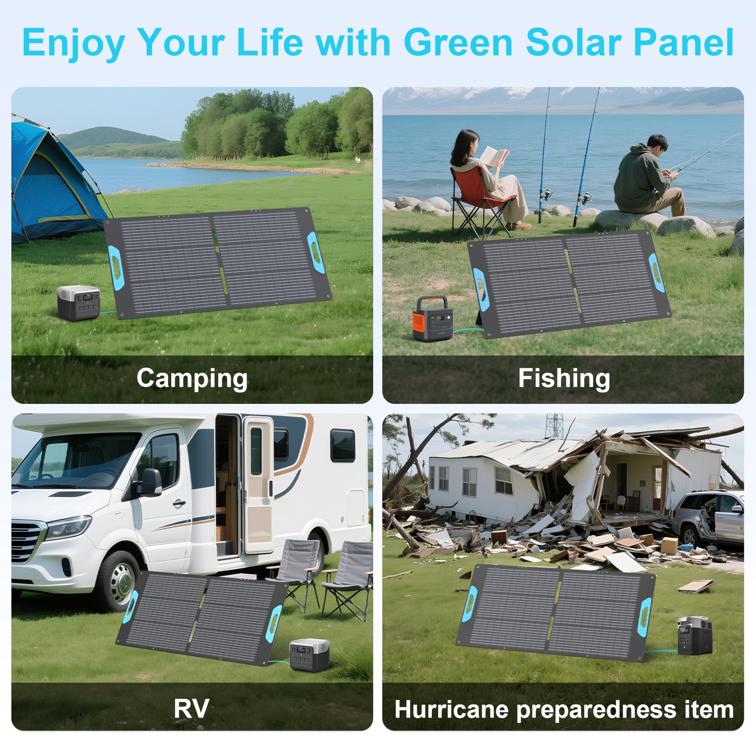 E-POWO mounted on RV roof illustrating hands-free charging on trips