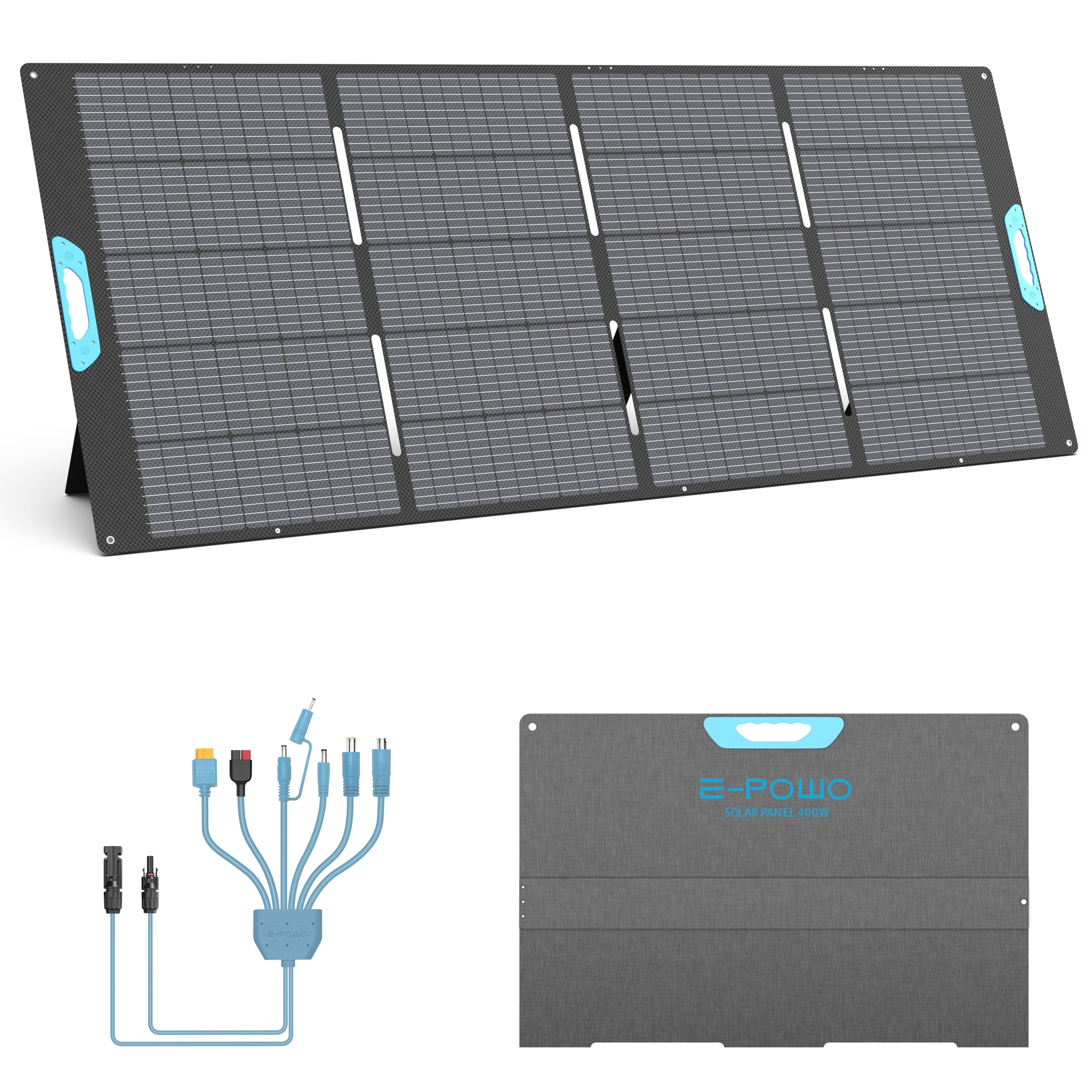 E-POWO folded 400W panel briefcase view for easy transport and storage