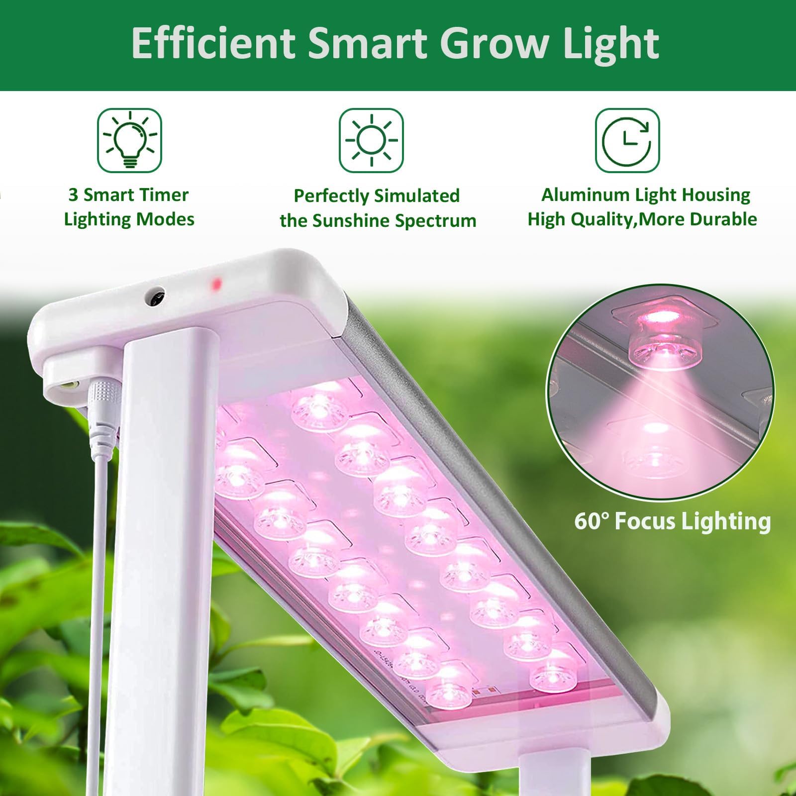 E SUPEREGROW adjustable LED light close-up delivering focused growth light