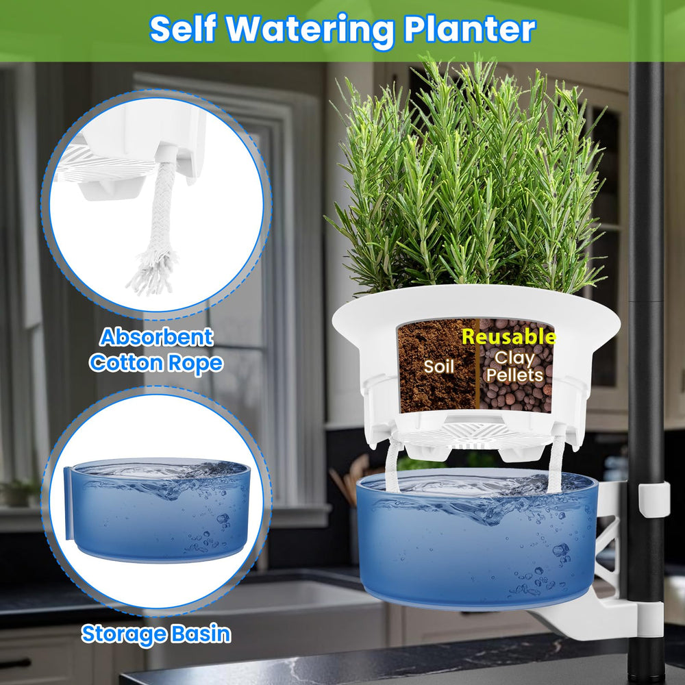 E SUPEREGROW transparent reservoir detail showing easy water-level monitoring