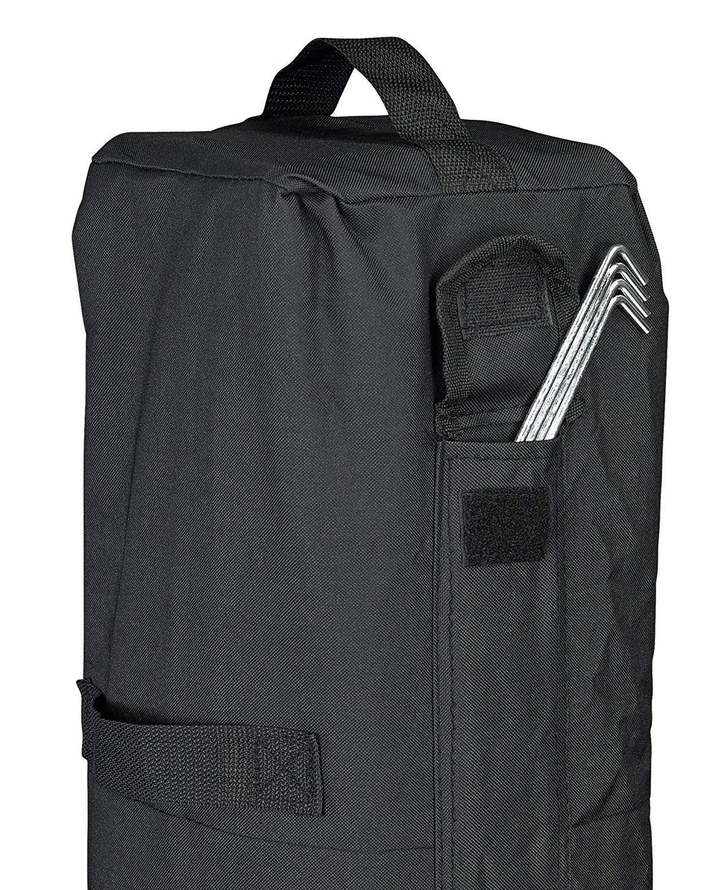 E-Z UP packaged canopy with roller bag and spikes ready to go