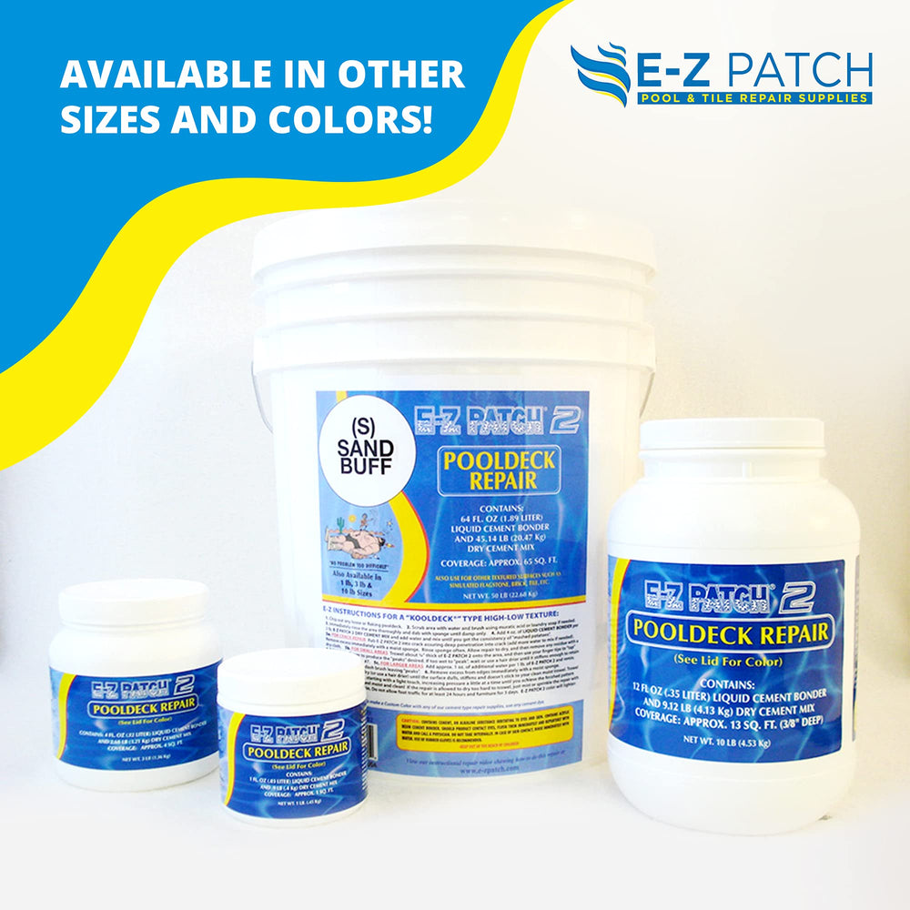 E-Z Products E-Z Patch 2 repaired pool deck area demonstrating blended finish