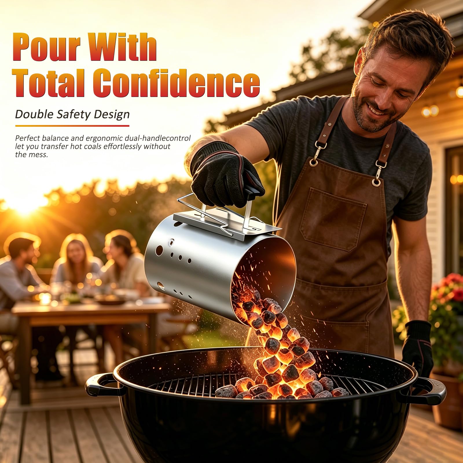 E500 wide non-slip base image demonstrating stable setup on grill grates for safer use