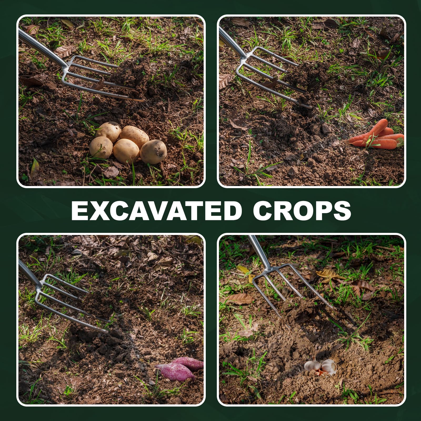 Eadwiella fork resting near garden beds illustrating versatile use