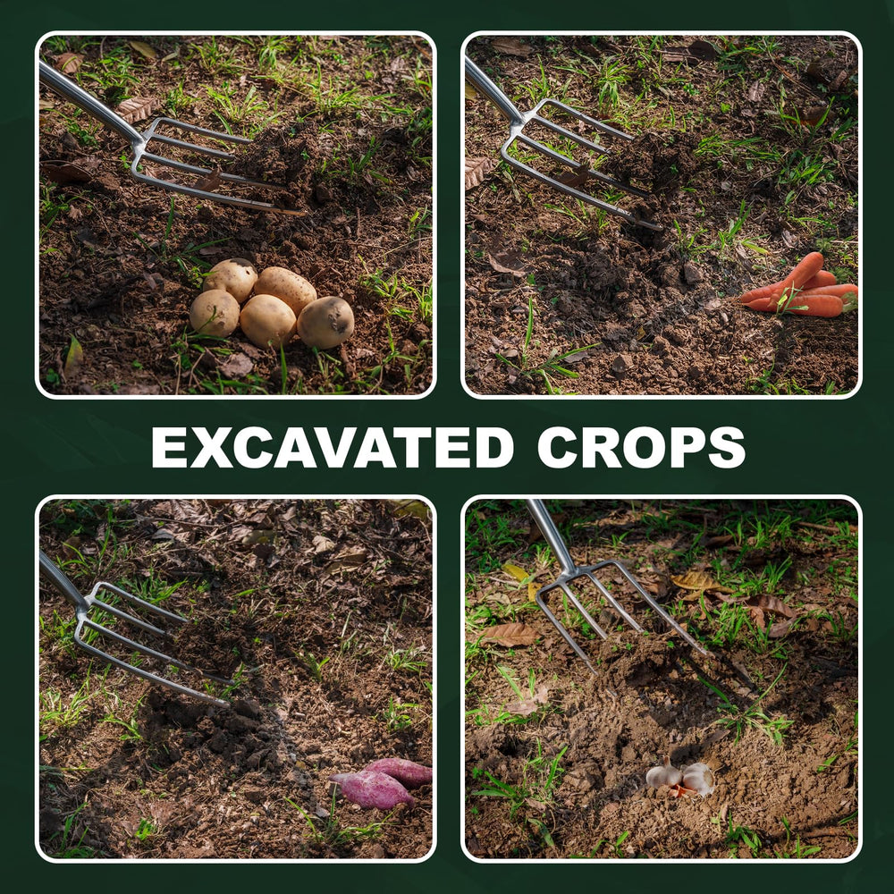 Eadwiella fork resting near garden beds illustrating versatile use