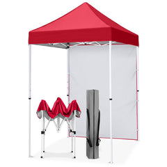 EAGLE PEAK front view of red 5x5 canopy offering instant shade