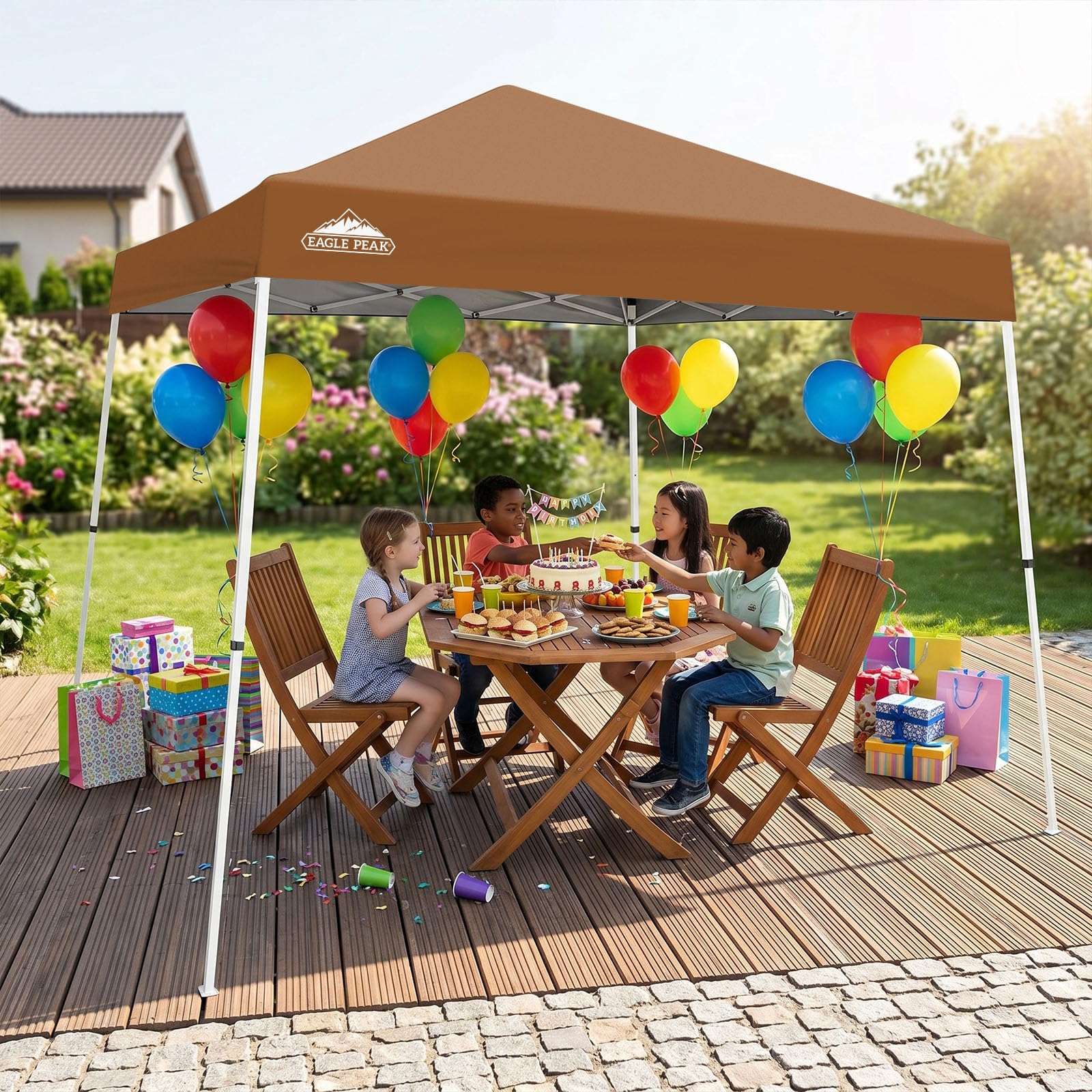 EAGLE PEAK canopy set up on a beach showing sun protection for family activities