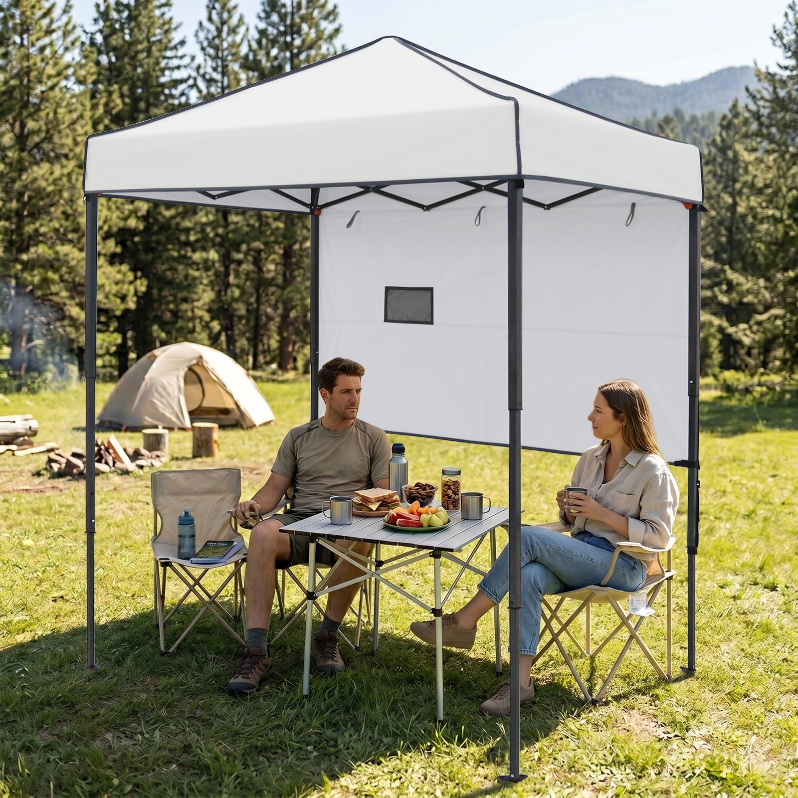 EAGLE PEAK canopy set up at beach providing shade and UPF protection benefit