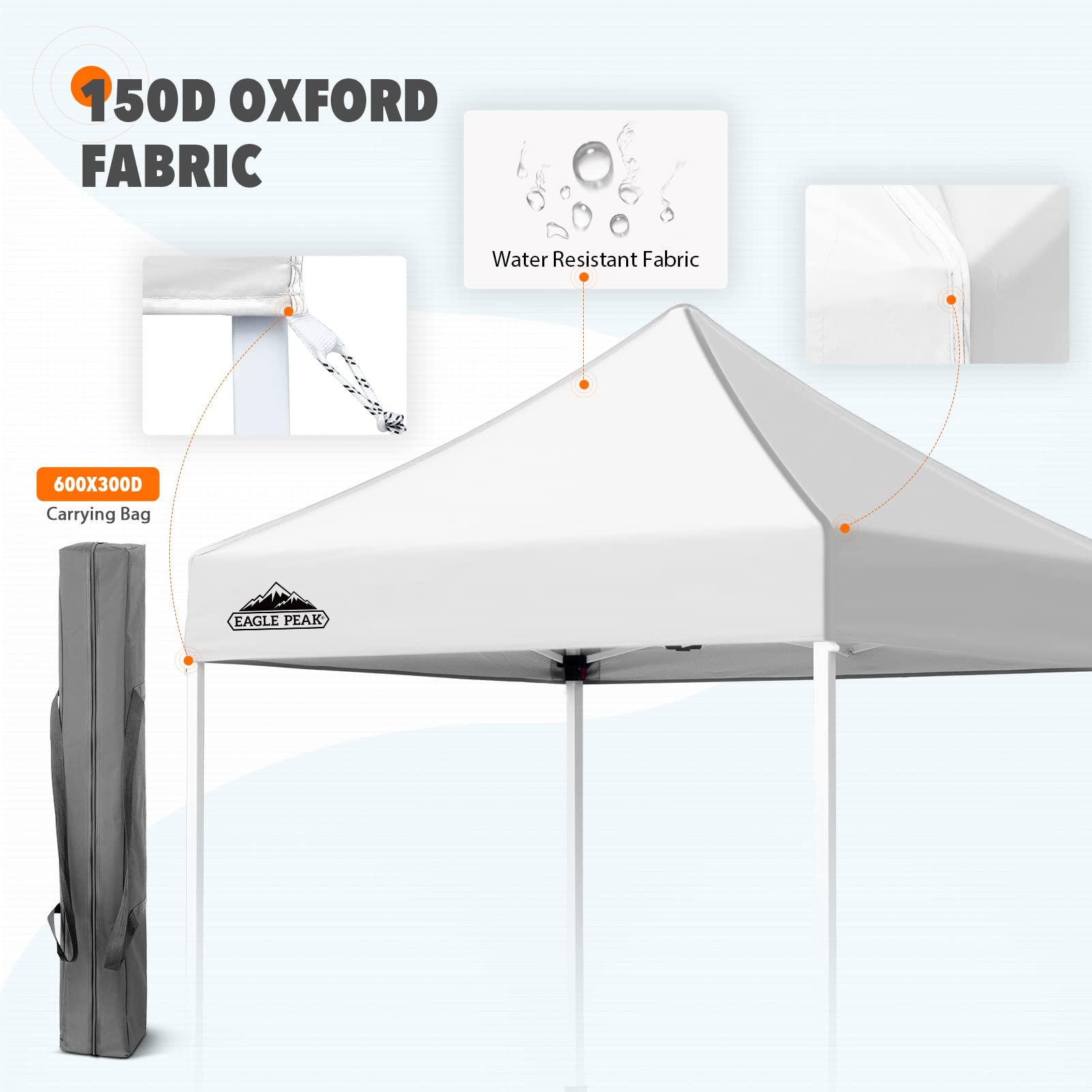 EAGLE PEAK folded canopy in carry bag showing easy transport benefit