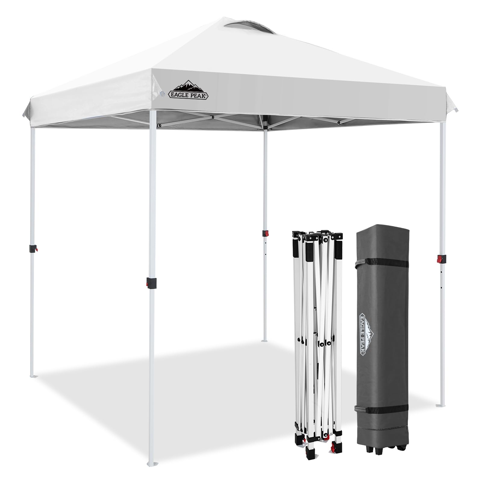 EAGLE PEAK front view of white canopy showing instant setup and shaded area