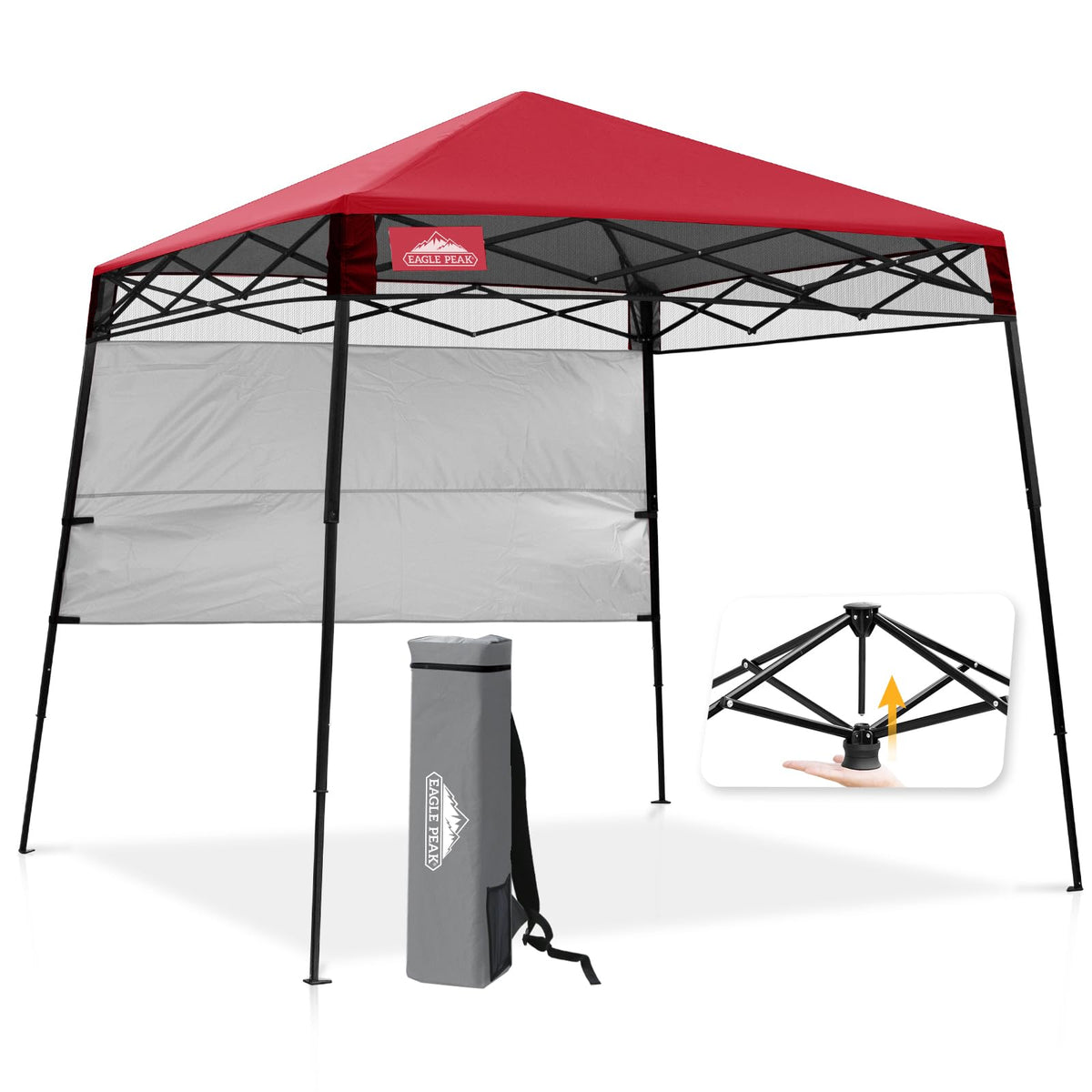 EAGLE PEAK front view canopy showing shade and quick setup benefit